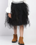 Girl's Black Layred Ruffled Tulle Skirt