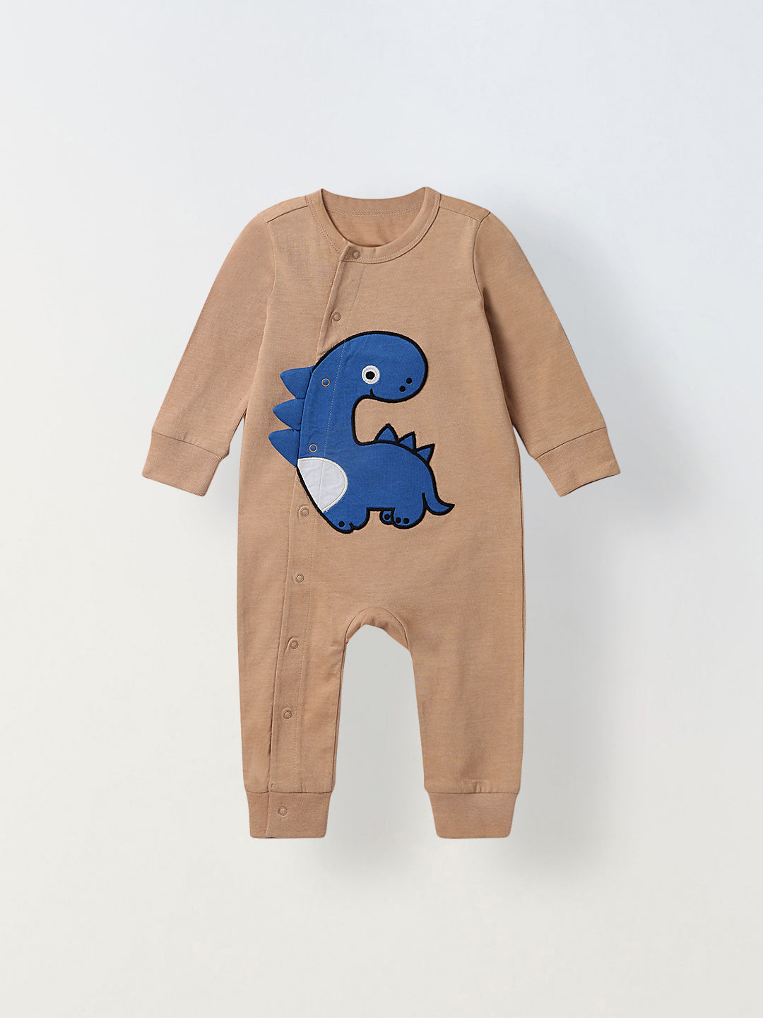 Infant Beige Cotton Round Neck Romper