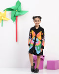 Girls' Black Butterfly Shirt Jacket