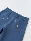 Spunkies Girls Blue Floral Embroidered Stretch Denim with Heart Detail