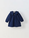 Spunkies Girls Denim Blue Puff-Sleeve Dress