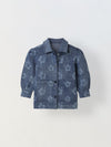 Spunkies Girls Blue Floral Textured Denim jacket