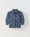 Spunkies Girls Blue Floral Textured Denim jacket