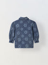 Spunkies Girls Blue Floral Textured Denim jacket