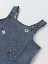 Spunkies Girls Embroidered Sleeveless Denim Dress with Frill Hem