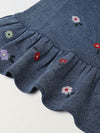 Spunkies Girls Embroidered Sleeveless Denim Dress with Frill Hem