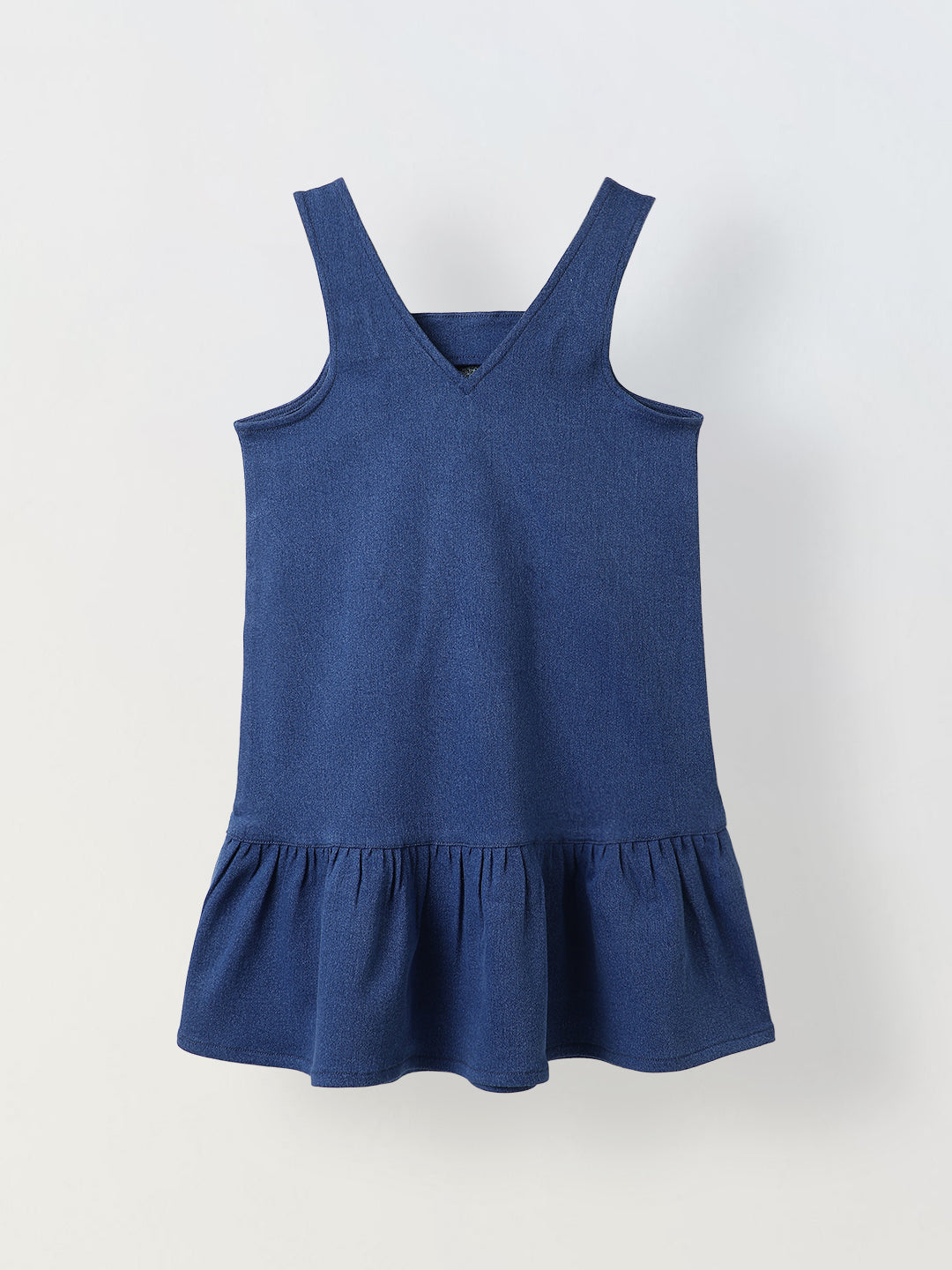 Spunkies Girls Sleeveless Denim Dress with Frill Hem