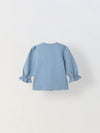 Spunkies Light Blue Girls Solid Round Neck Flutter Sleeves Top