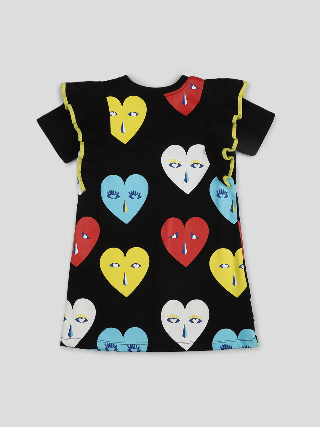 Fancy Black Heart Printed Dress for Girls