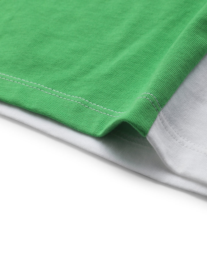 Combo of 2 White Color Block Cotton Top