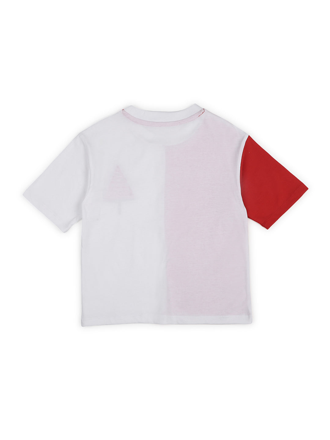 Combo of 2 White Color Block Cotton Top with Round Neck and Short Sleeves