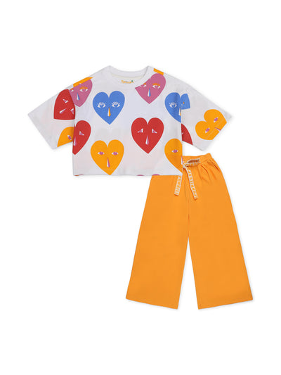 Fancy Heart Printed Top Plazzo Sets for Girls