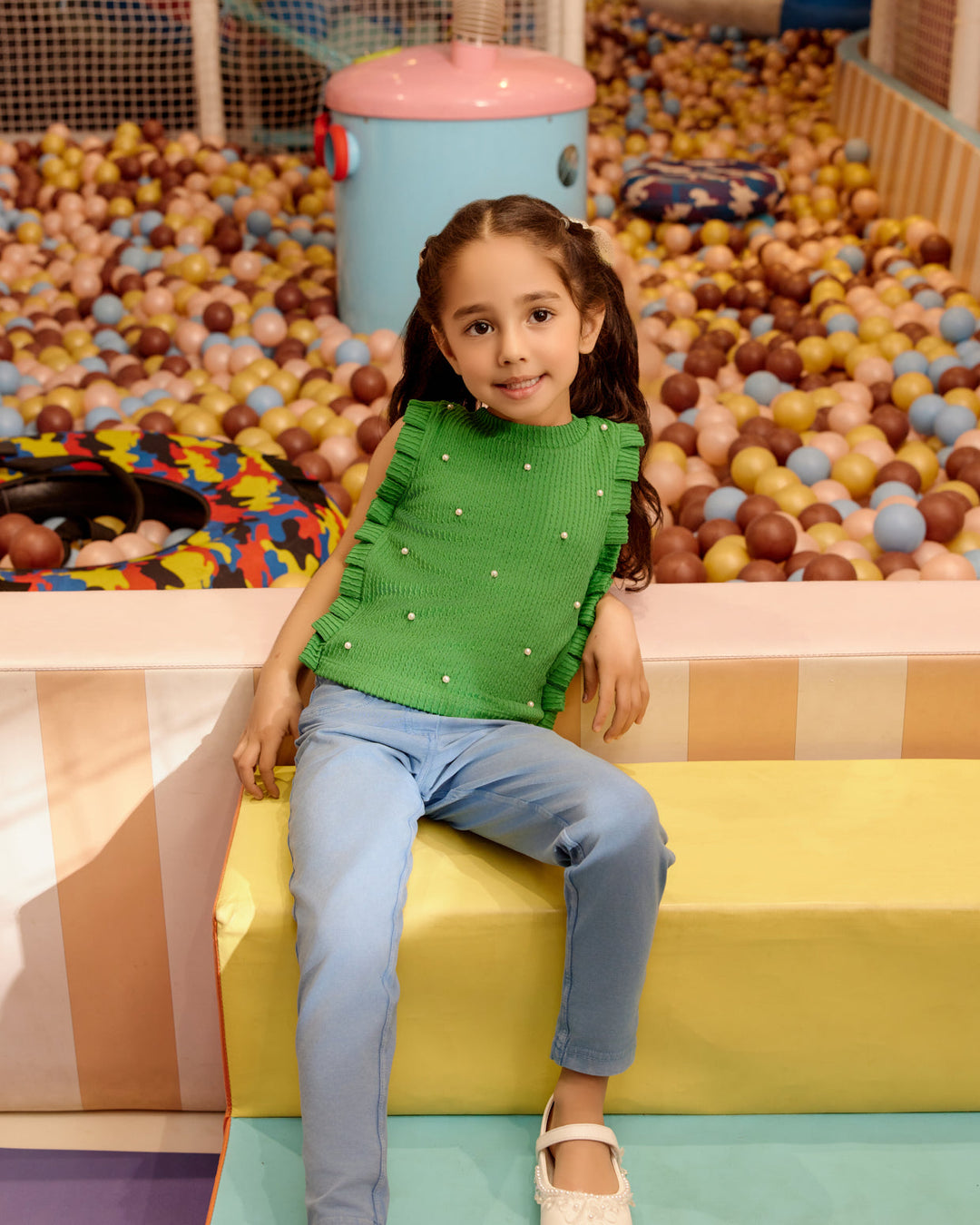 Jacquard Rib Green Top