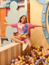 Jazzy pink front printed girl sets