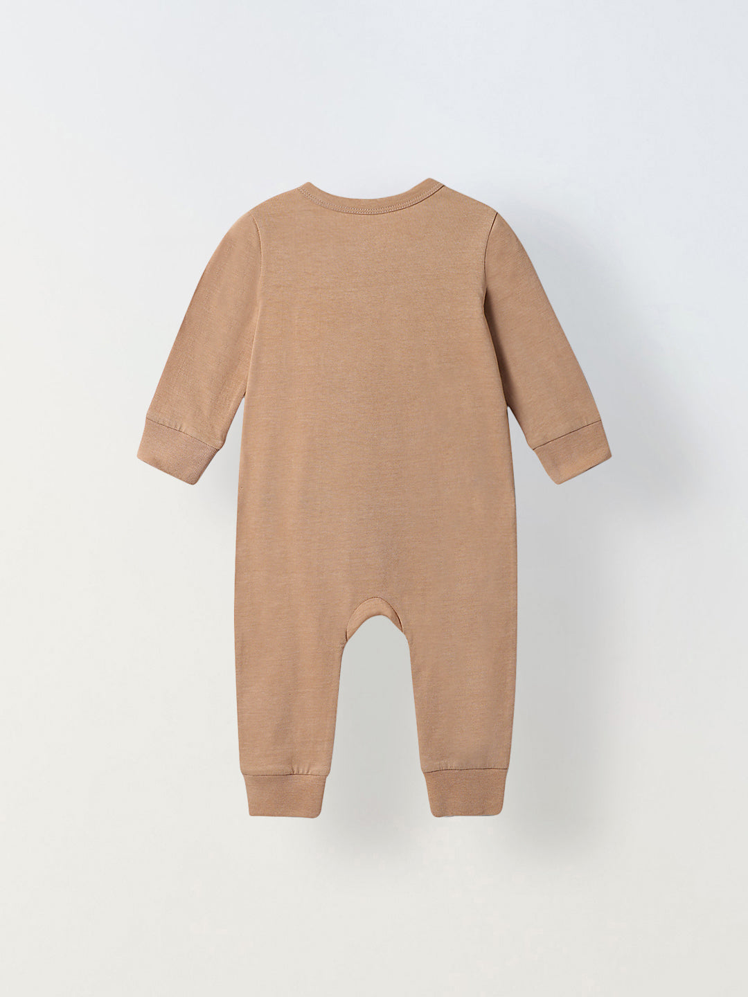 Infant Beige Cotton Round Neck Romper