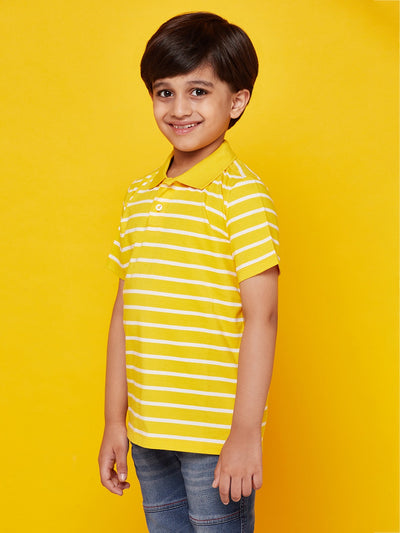 Kid Boy Yellow Stripe Polo
