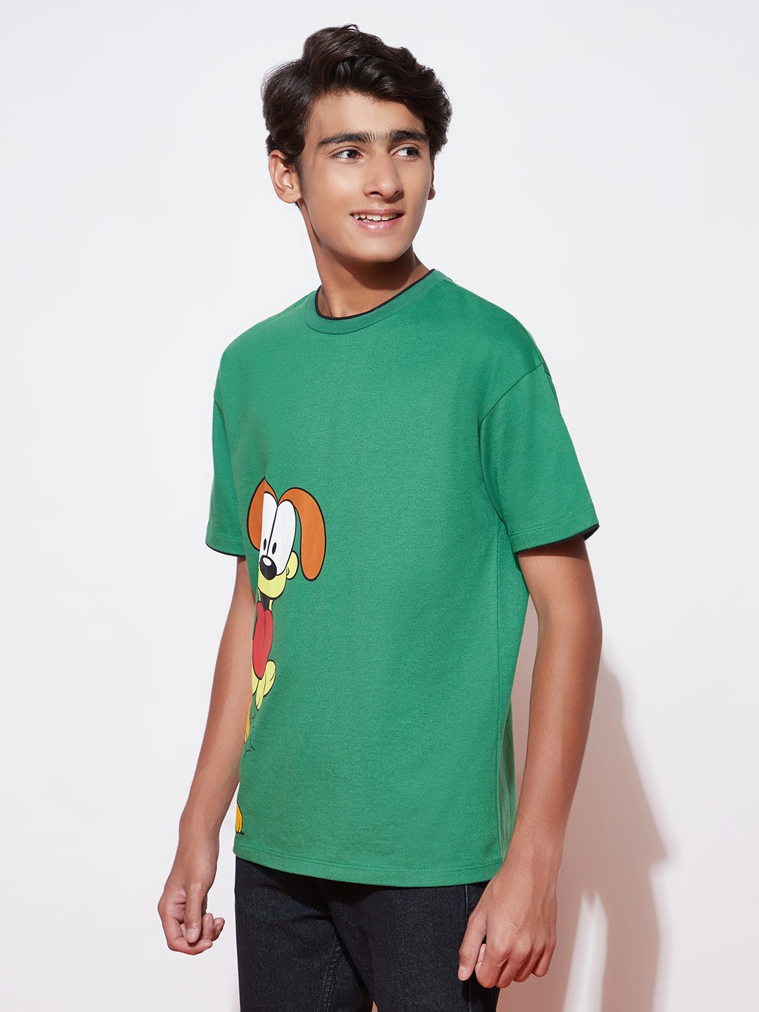 Teen Garfield Green Colour Oversized T-Shirt
