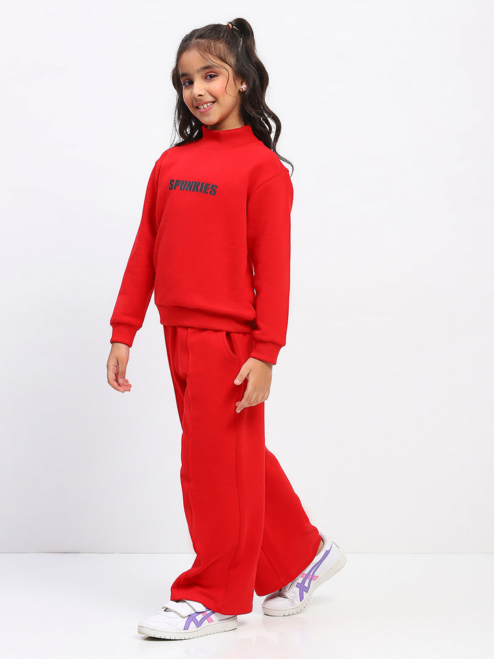 Girls Red Long Sleeve Sweatshirt Set