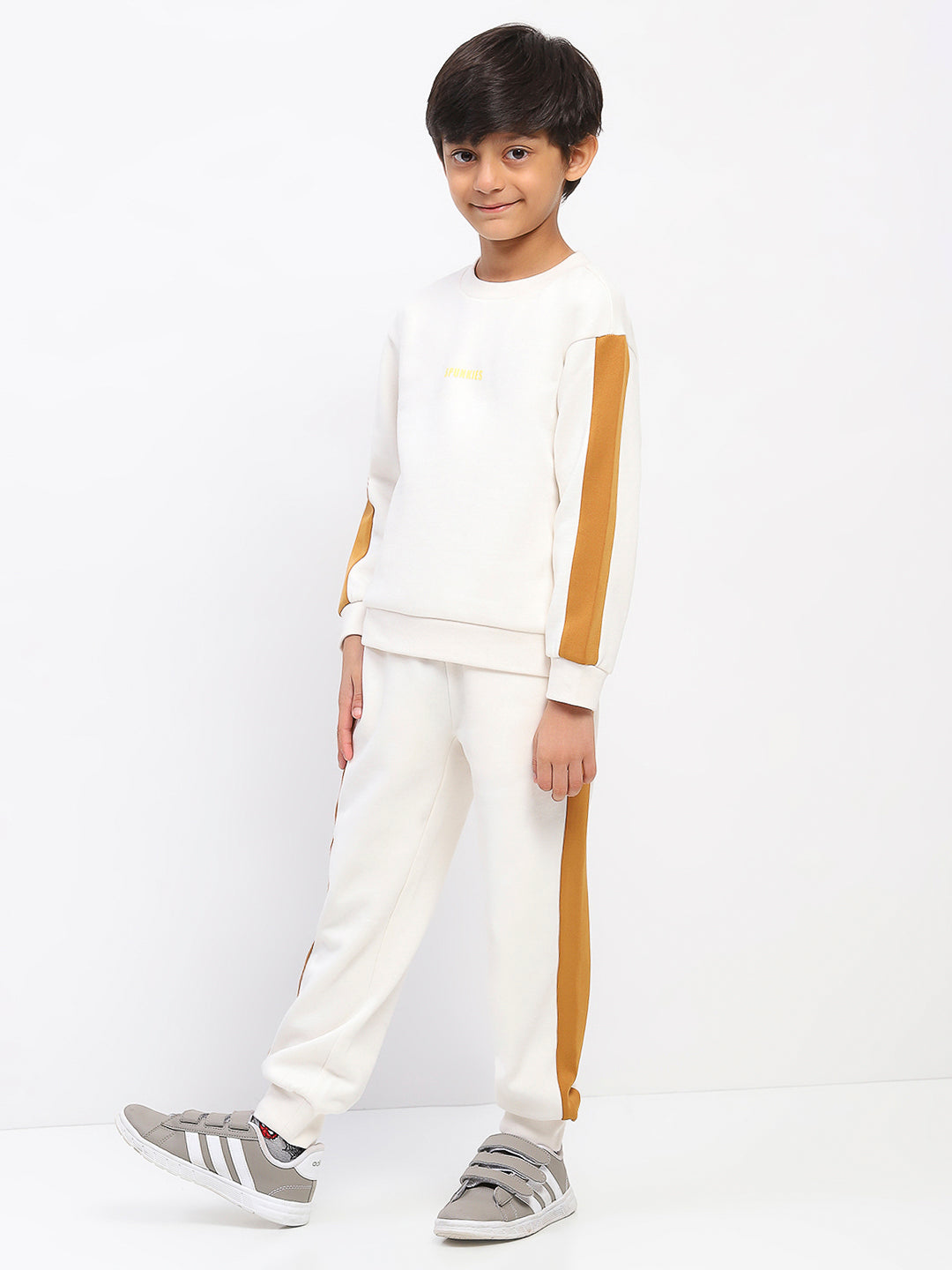 Boys White Long Sleeve Sweatshirt Set