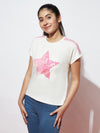 Pink Star Sequence Top For Girls