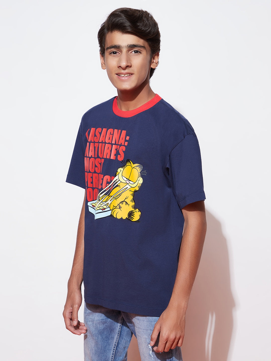 Garfield Navy Blue Oversized Organic Cotton Jersey T-shirt
