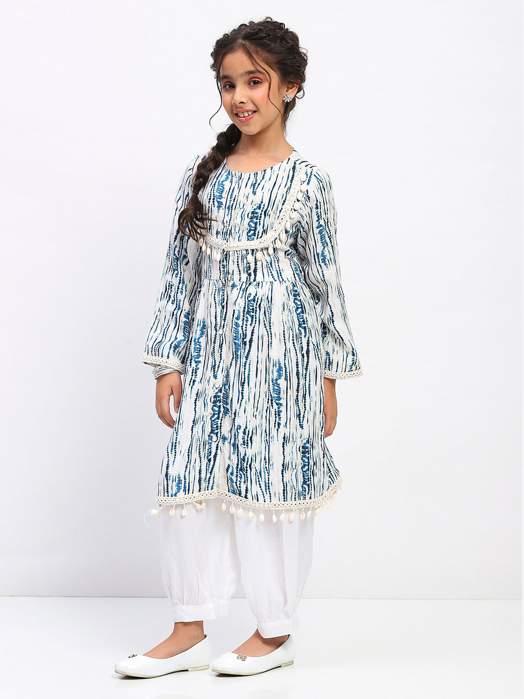 Girls Tie-Dye Print  Ethnic Kurta and Bottom Set