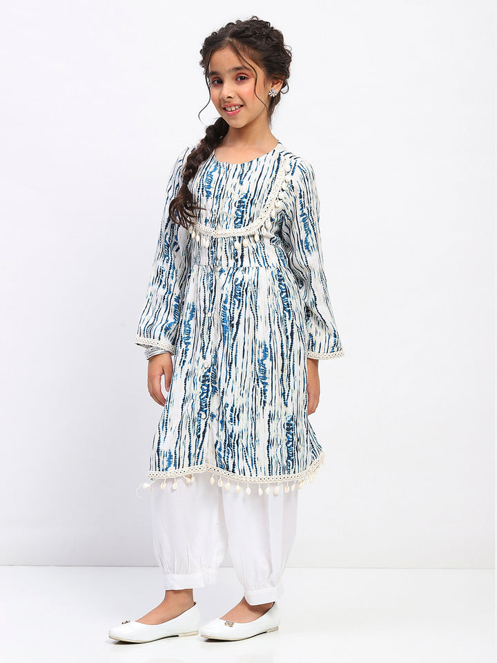 Girls Tie-Dye Print  Ethnic Kurta and Bottom Set
