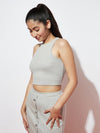 Grey Stretch Ribbed Top