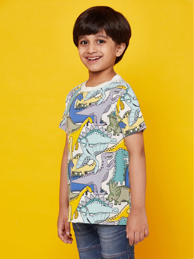 Dino All Over Printed Kid Boys Tshirt