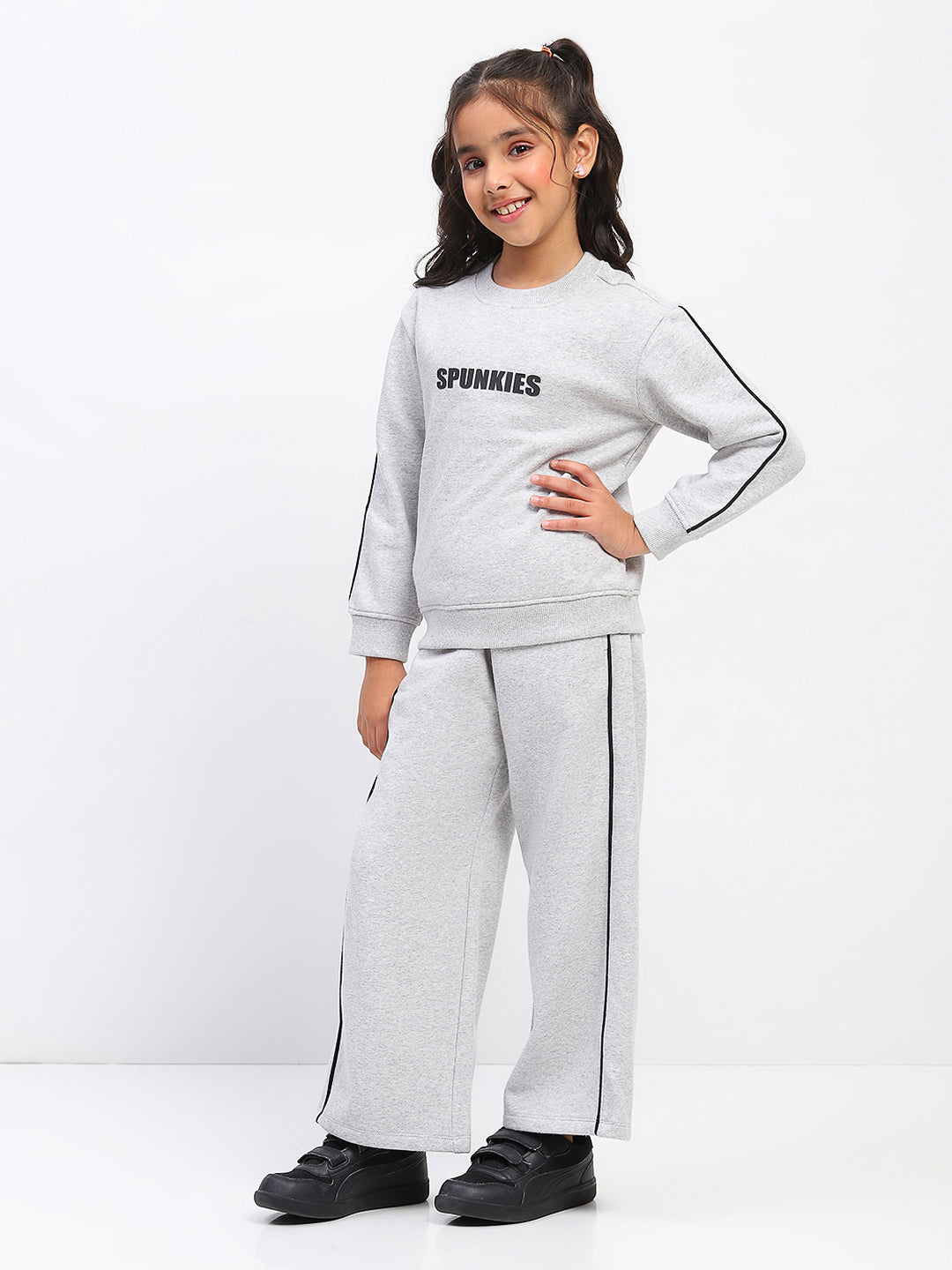 Girls Grey Long Sleeve Sweatshirt Set