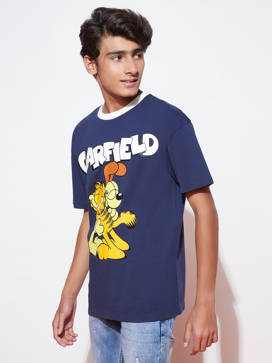 Teen Boy Garfield and Odie Blue Printed T-shirt