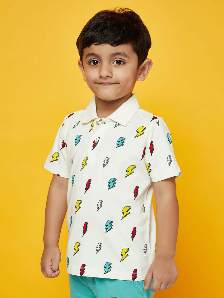 Kid Boys Thunder Print Polo