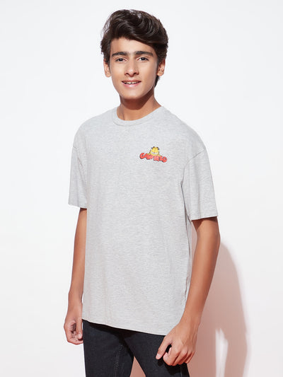 Teen Boy Garfield Grey Printed T-shirt