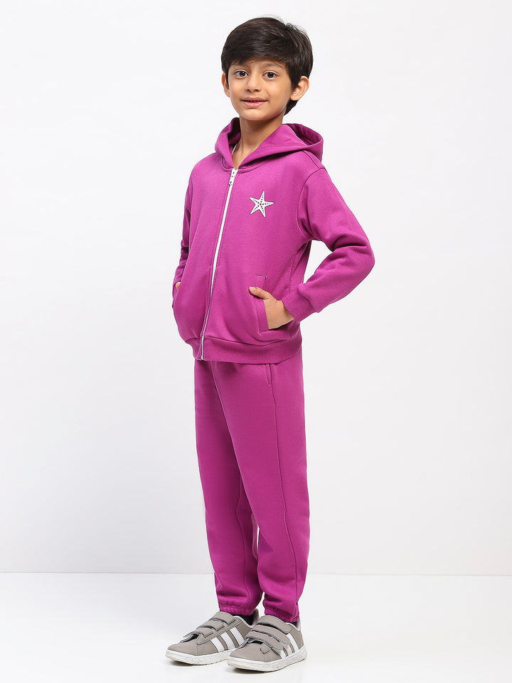 Boys Purple Long Sleeve Hoodies Sweatshirt Set