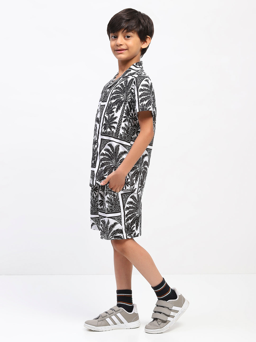 Boys White Palm Tree Print Co-Ord Set