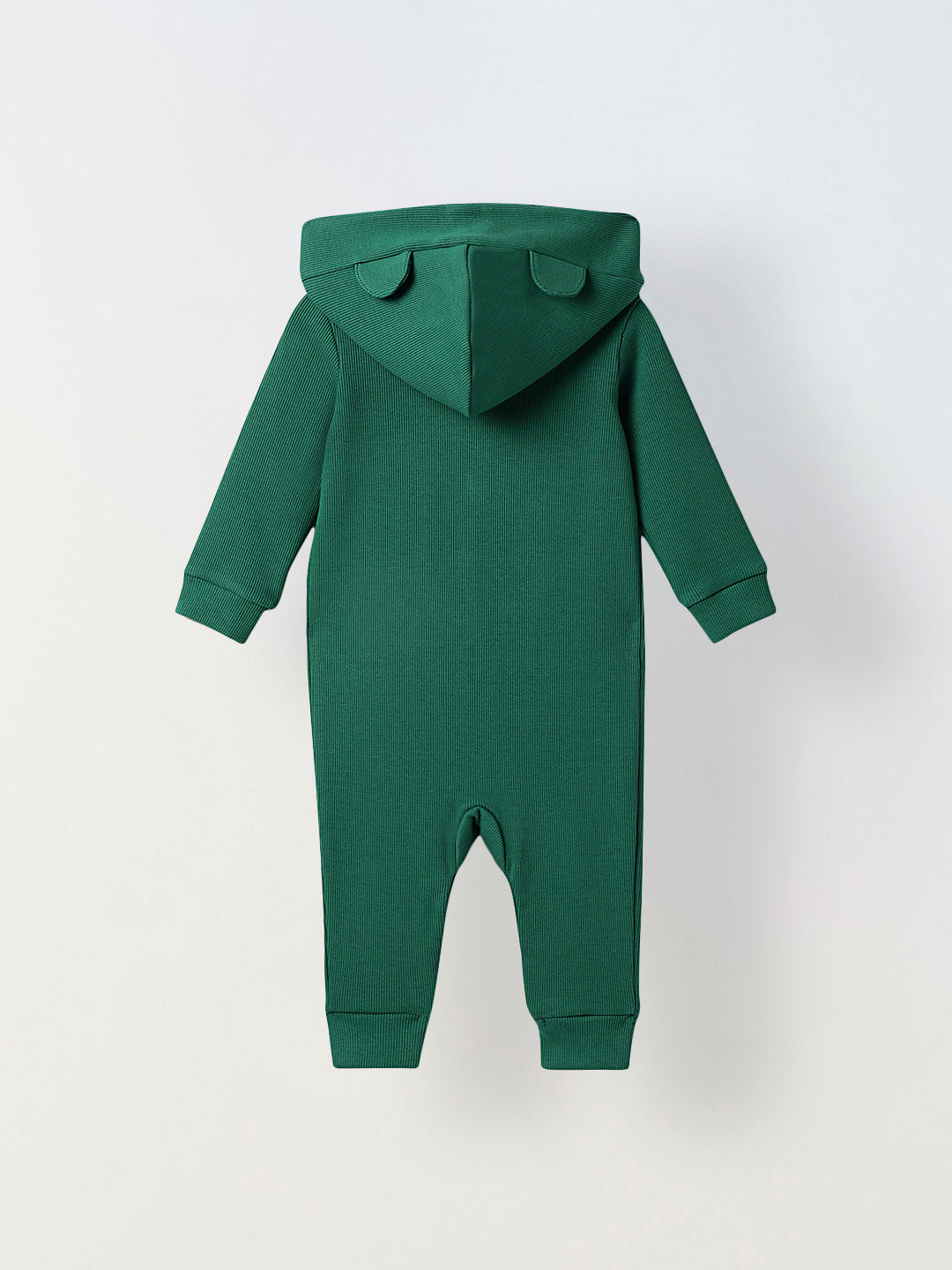 Infant Green Hooded Romper with Dog Patch