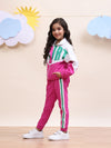 Girls Colorblock Pink & White Sport Tracksuit Set