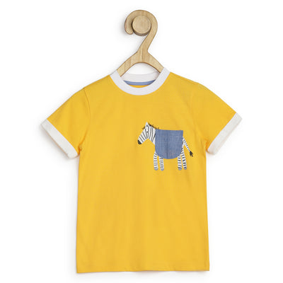 Kid Boys' Yellow T-Shirt with Black Joggers and White Stripe Set