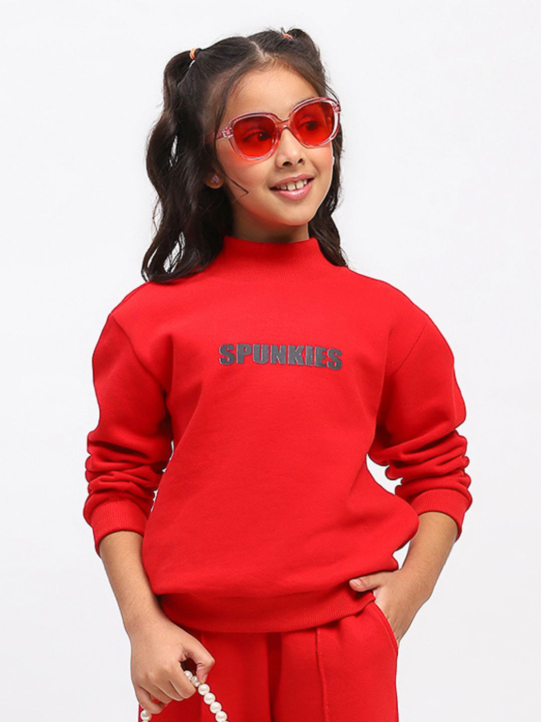 Girls Red Long Sleeve Sweatshirt