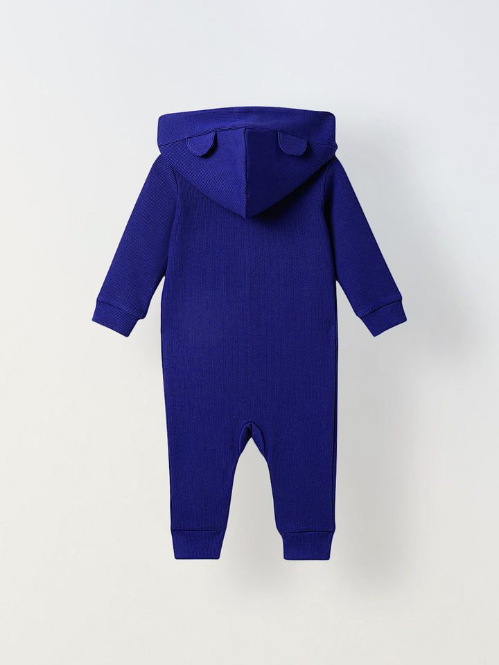 Infant Blue Hooded Romper with Patch