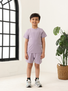 Spunkies Unisex Purple Solid Crew Neck Short Sleeves T-Shirt and Shorts Set