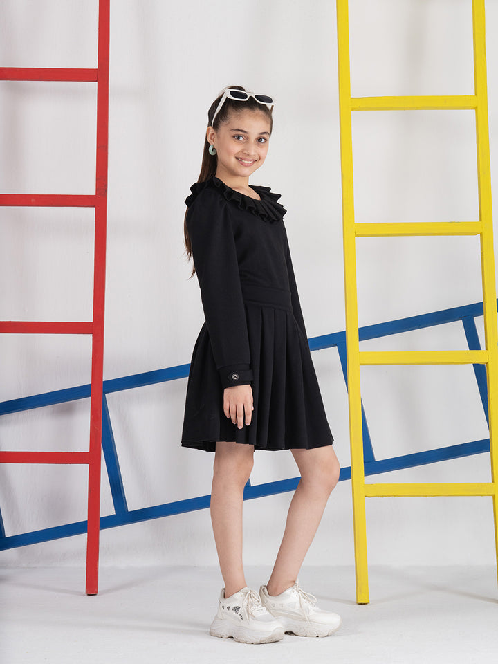 Bouncy Black Frilled Dress