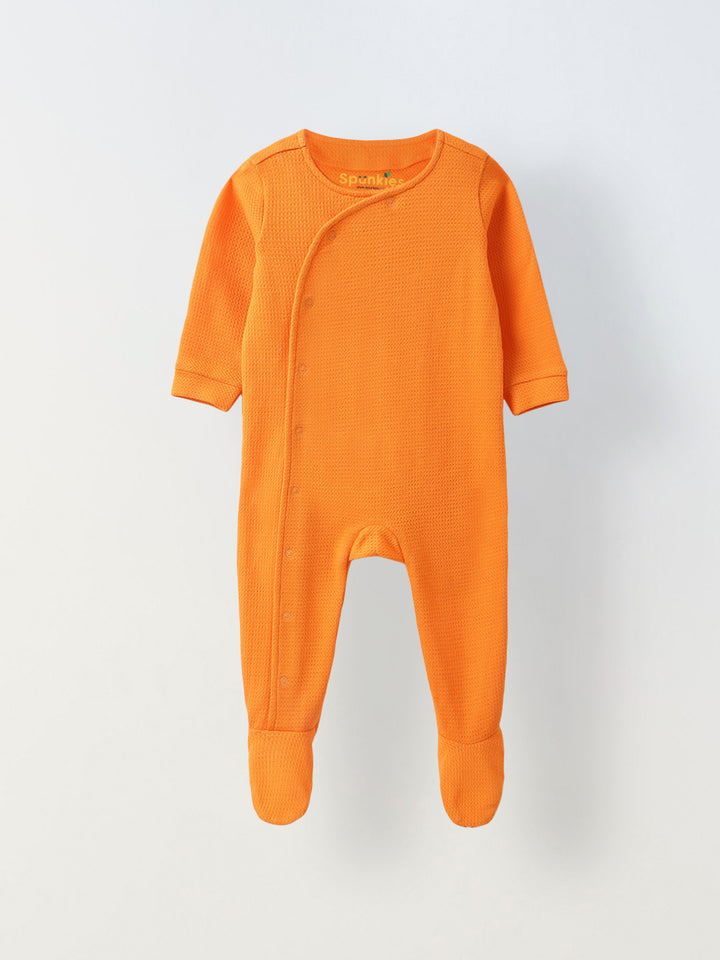 Spunkies Cotton Structure Knit Solid Regular Casual Wear Romper Infant Pack of 2