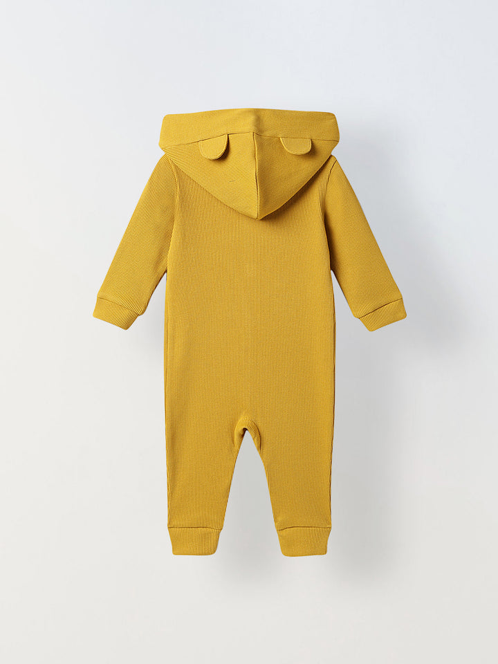 Infant Mustard Hooded Romper with Patch