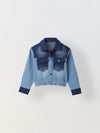 Spunkies Boys Cropped Denim Jacket with Rubbing