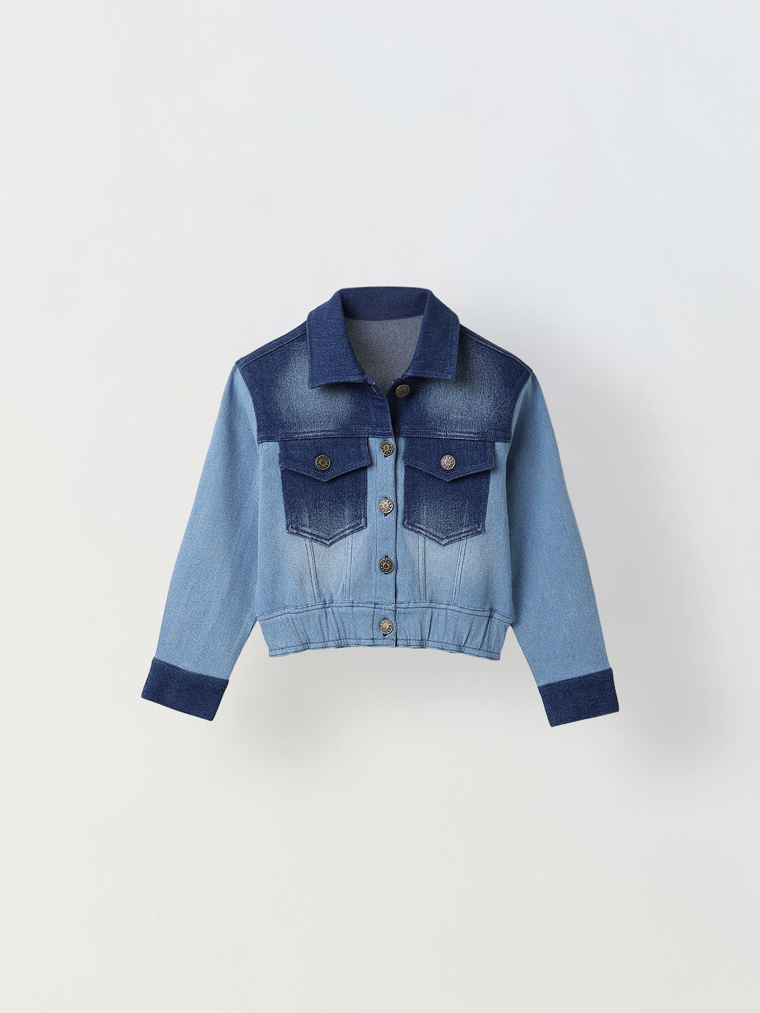 Spunkies Boys Cropped Denim Jacket with Rubbing