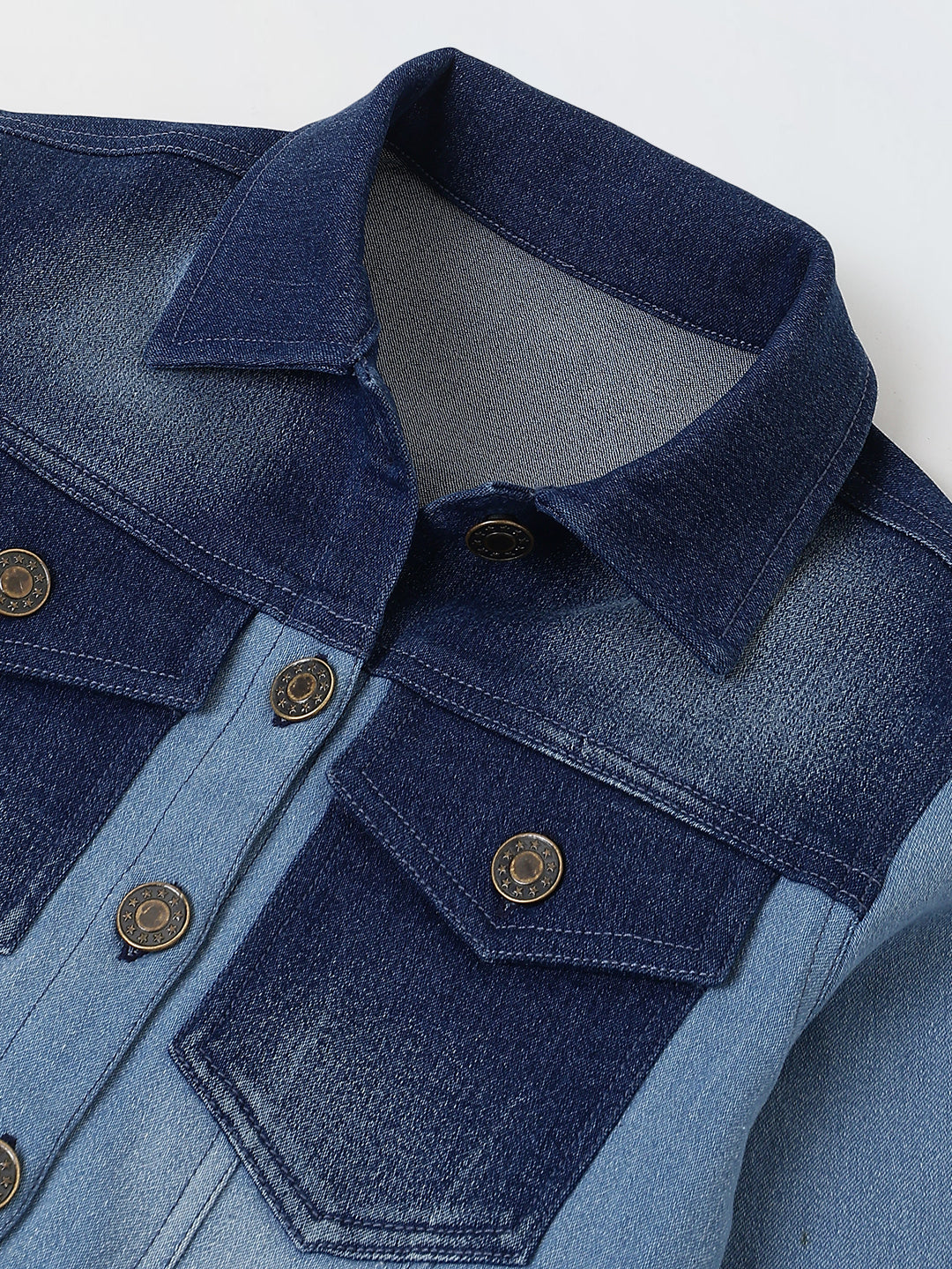 Spunkies Boys Cropped Denim Jacket with Rubbing
