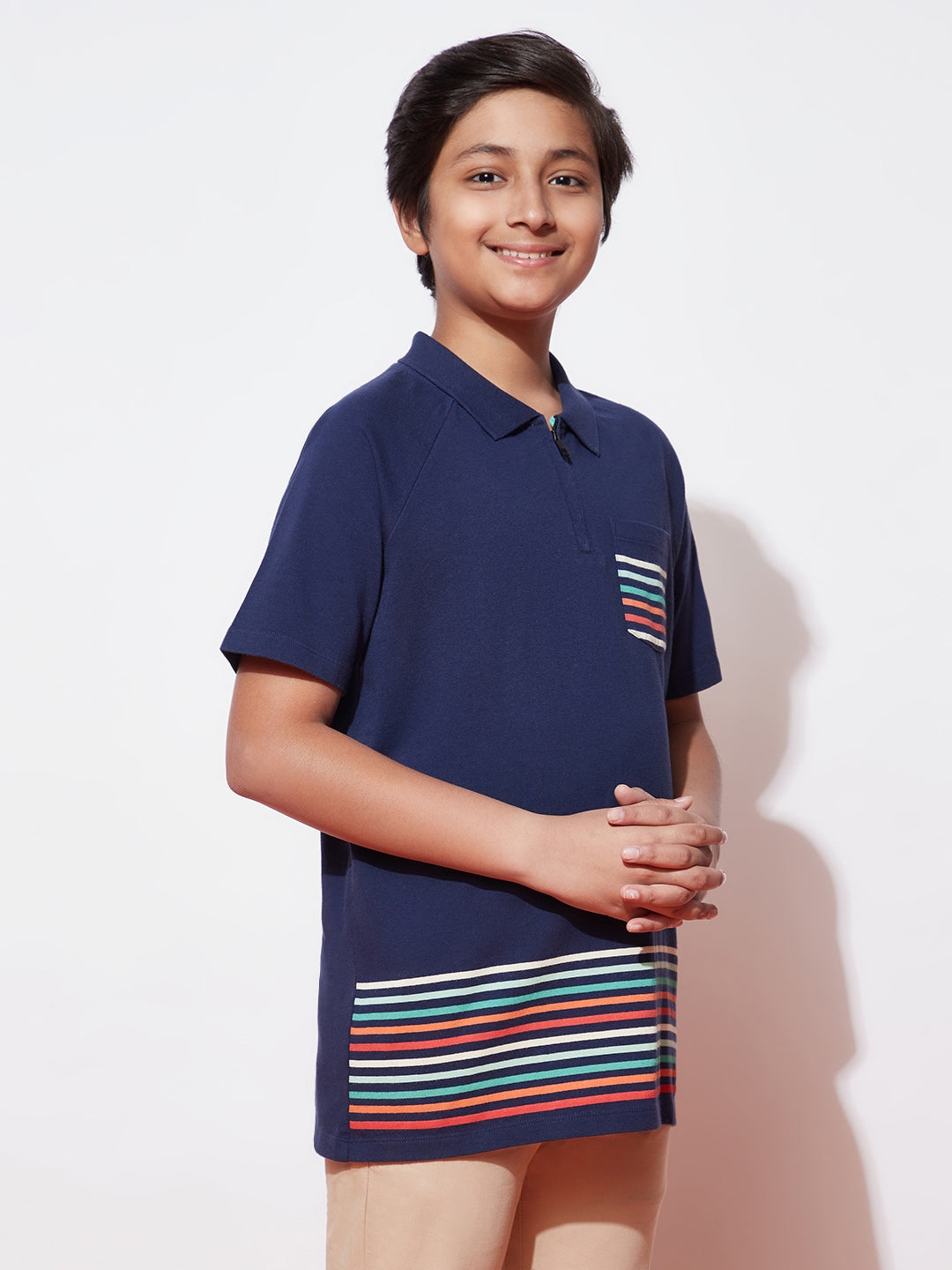 Stretched Polo Zip For Teen Boys