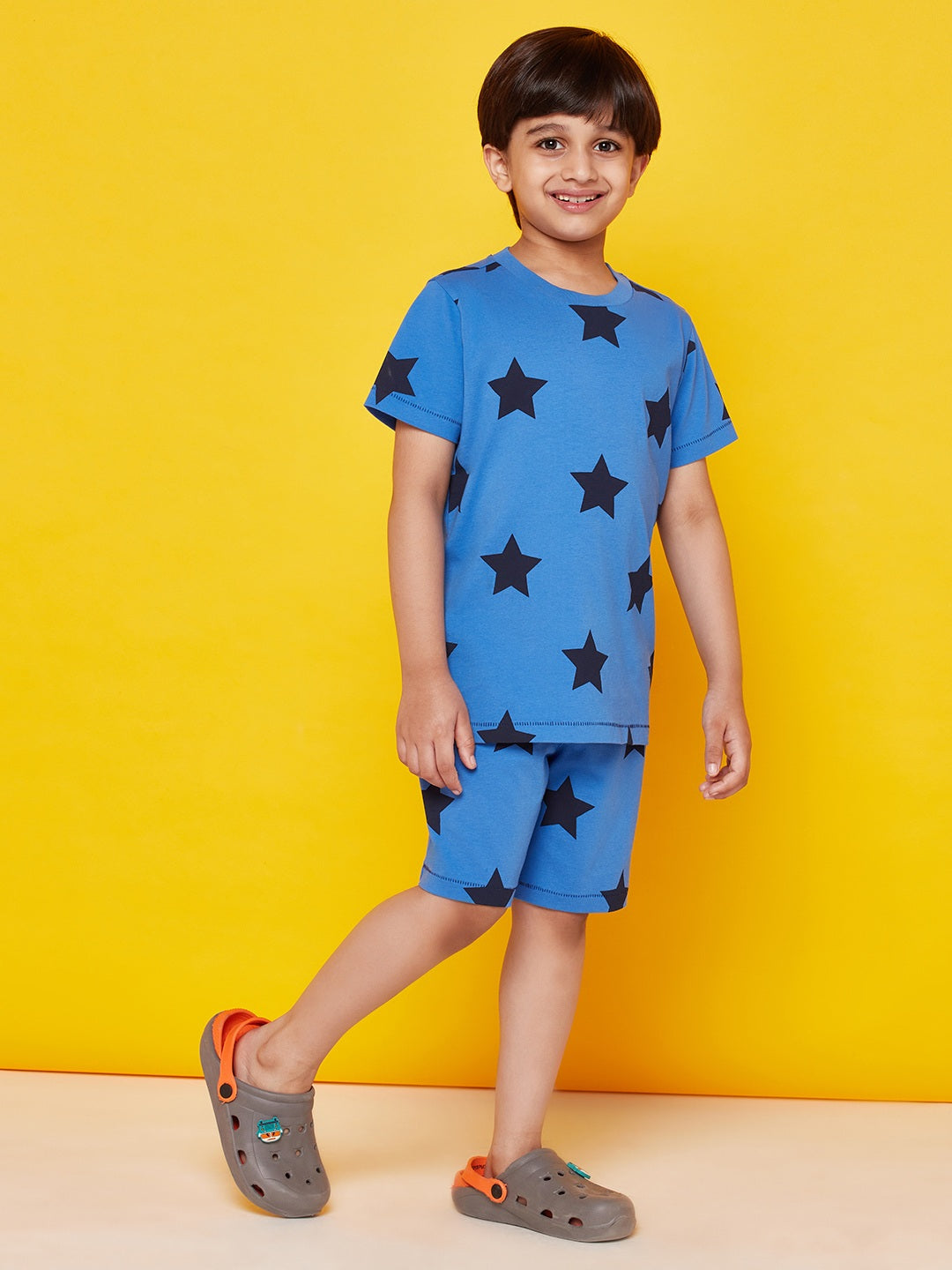 Kid Boy Star Print Blue Dress
