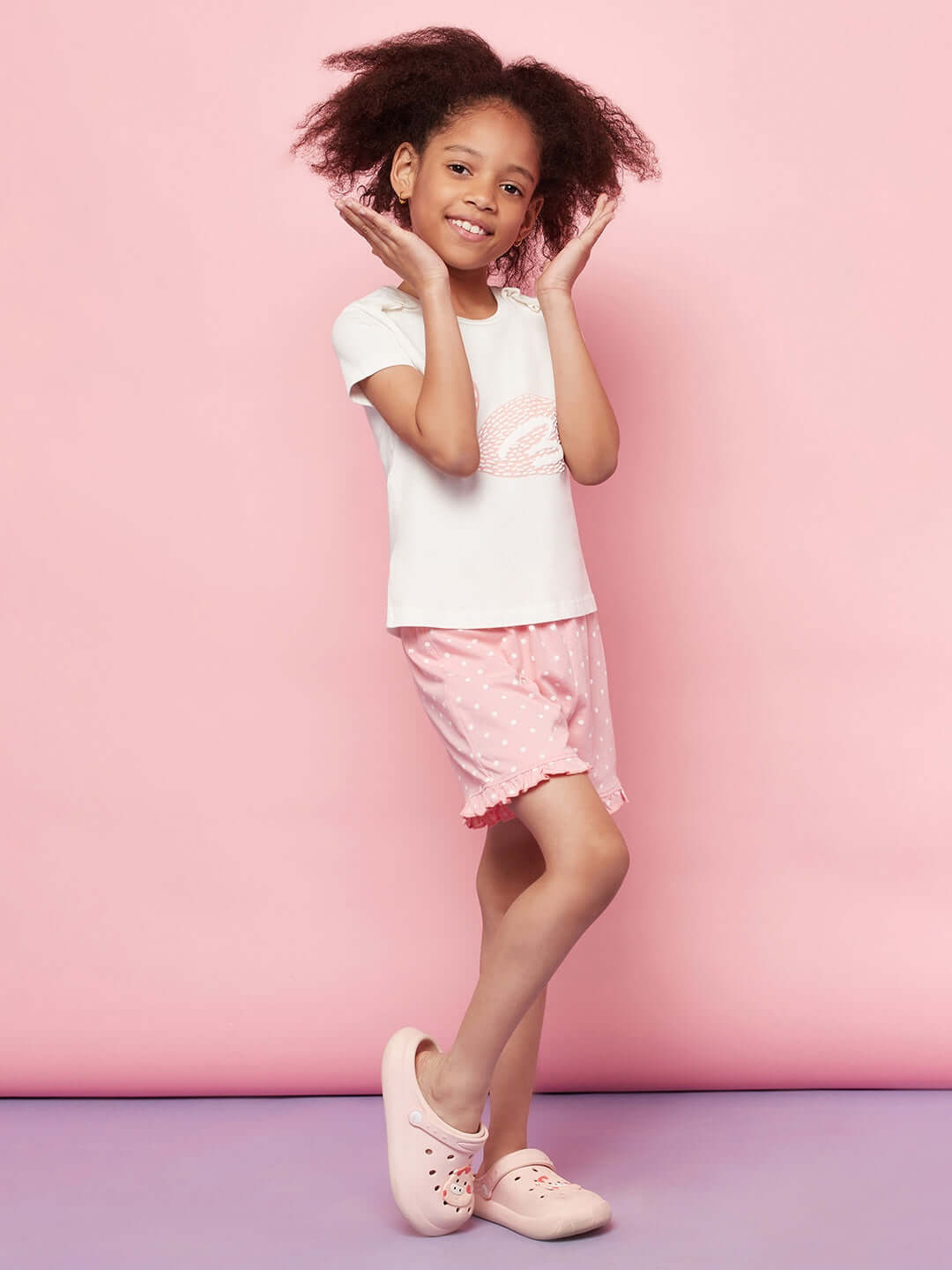 Swan Print Night Suit For Kid Girls